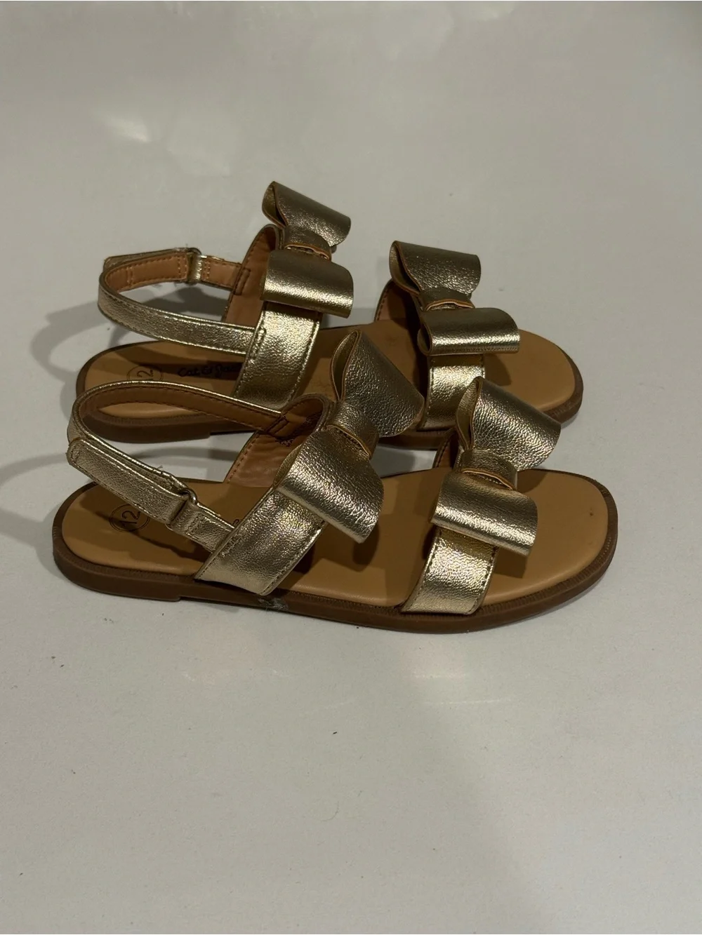 Cat & Jack Girls Metallic Gold Bow Sandals